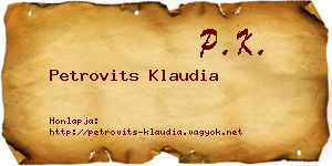 Petrovits Klaudia névjegykártya